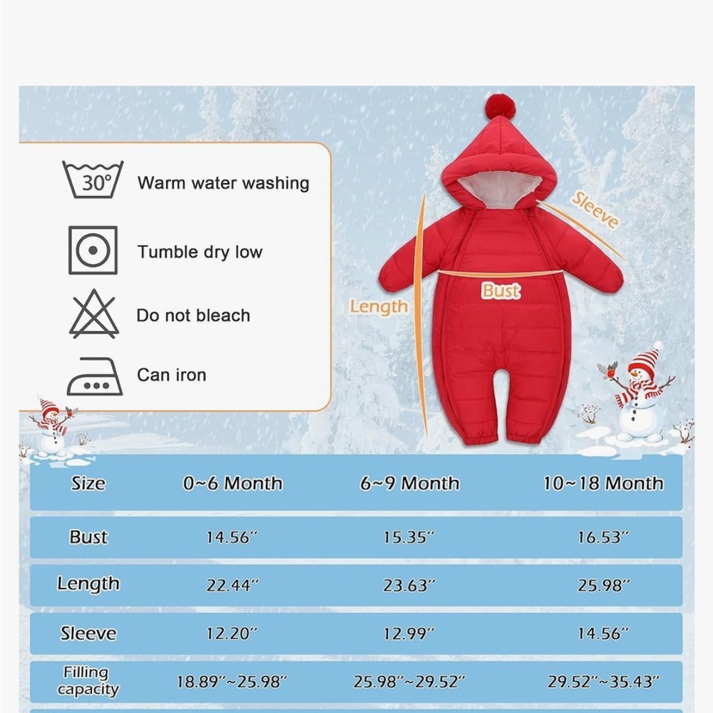 Three Piece baby puffer thermal lined Snowsuit - Picture 11 of 14